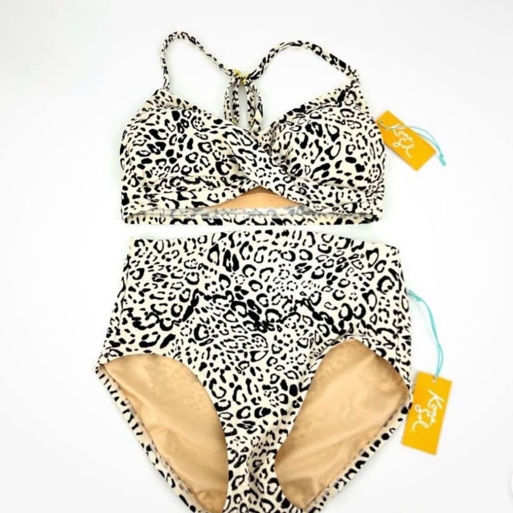 Kona Sol Black and White Leopard Bikini Set